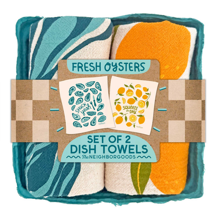 Fresh Oysters - Dish Towel Set of 2
