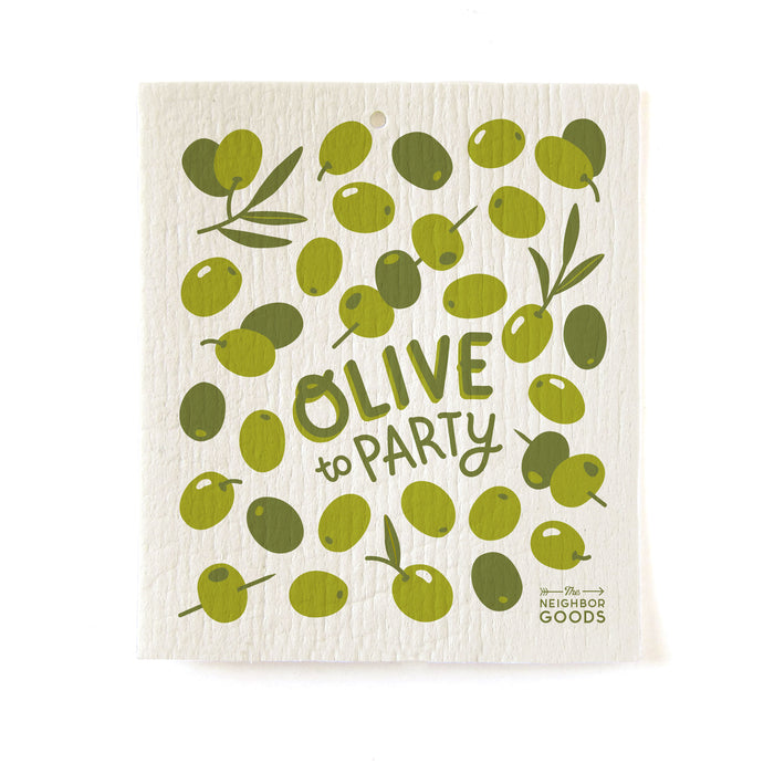 Olive themed Swedish sponge cloth