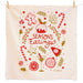 Cotton dish towel with holiday goodies design, featuring the phrase "Season's eatings"