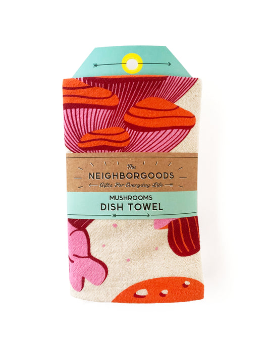 Single Funging Awesome Mushroom tea towel packaged in branded belly band sleeve