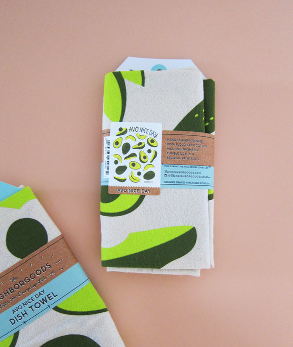 The back of the packaged Avocado dish towel.