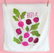 Cotton dish towel with beets design, featuring the phrase "Beet it"