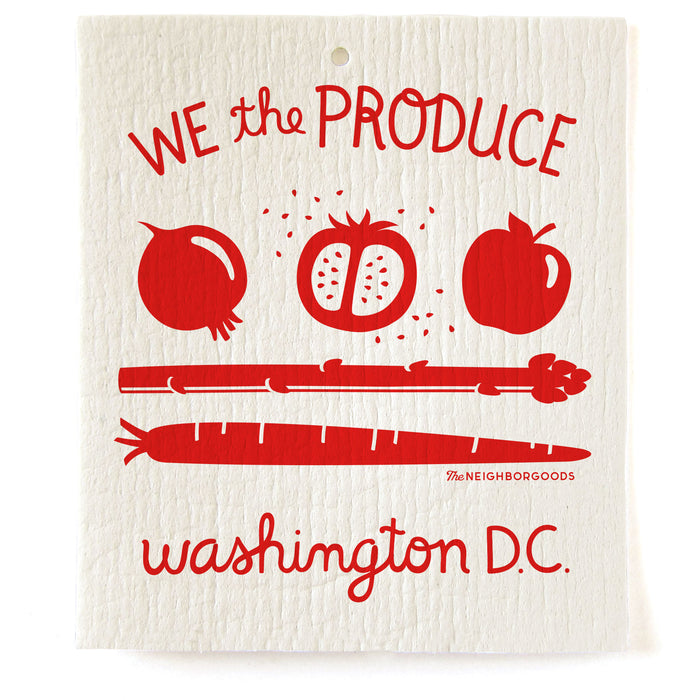 Reusable Swedish sponge cloth with DC Flag design, featuring the phrase "We the Produce"