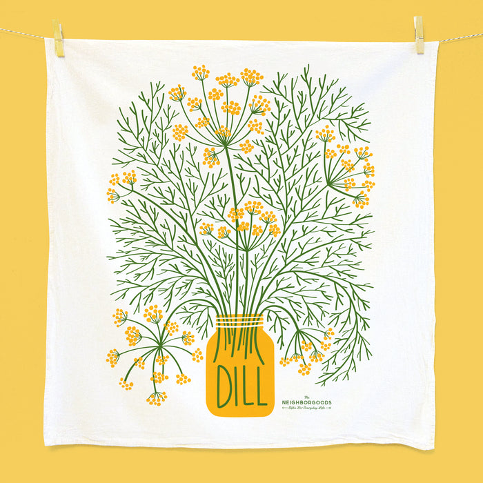 Cotton dish towel with dill design