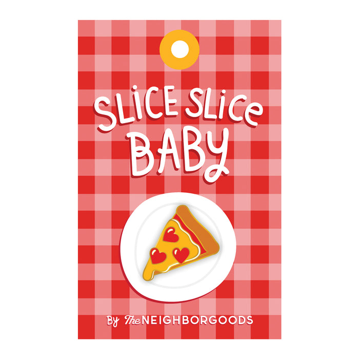 Packaged enamel heart pizza slice pin