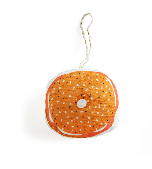 Soft ornament of an everything bagel