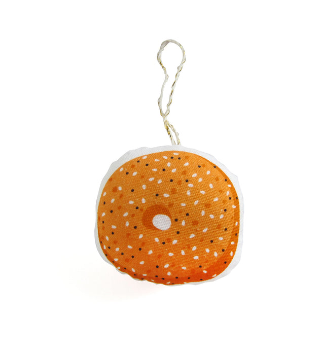 Soft ornament of an everything bagel