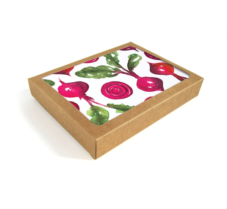 Packaged set of 8 beet watercolor cards