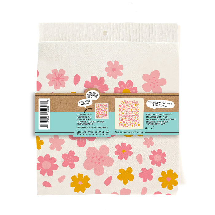 Blossoms Dish Towel + Sponge Cloth Gift Set