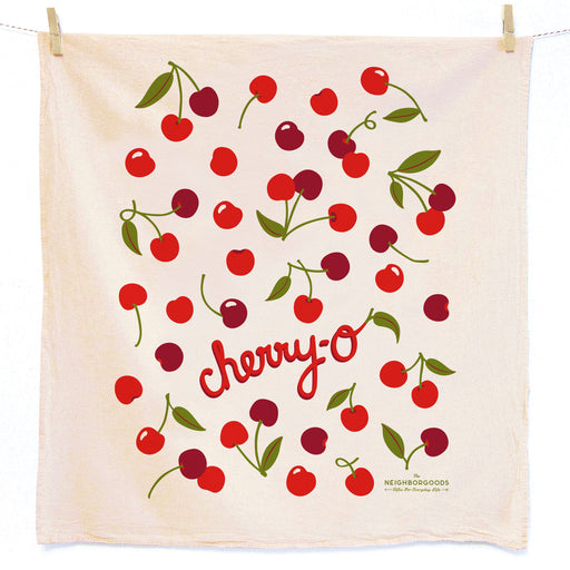 Screen-printed Cherry-O dish towel