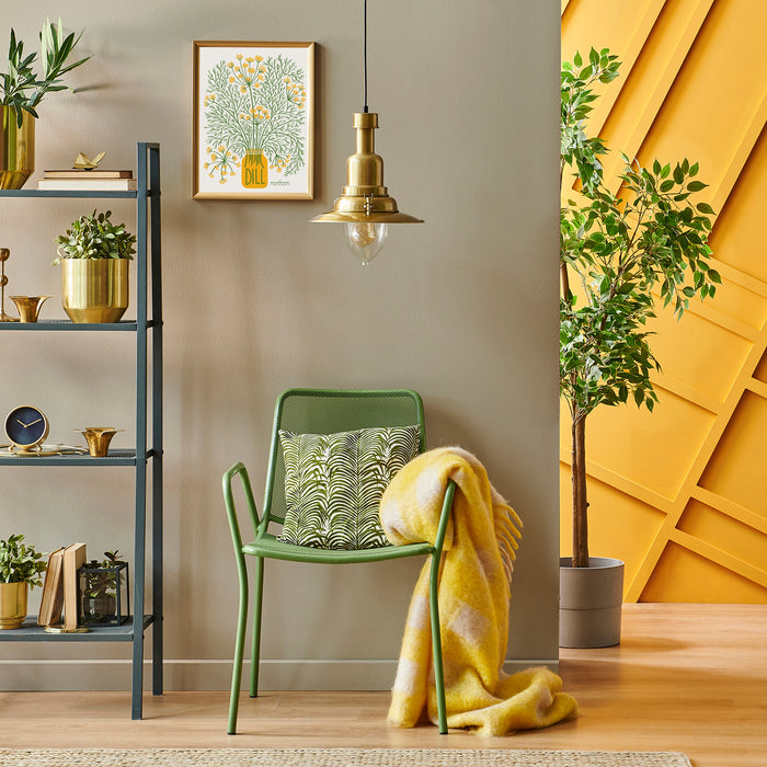 Dill print in medium size framed in a entryway with a chair, plant, and shelves