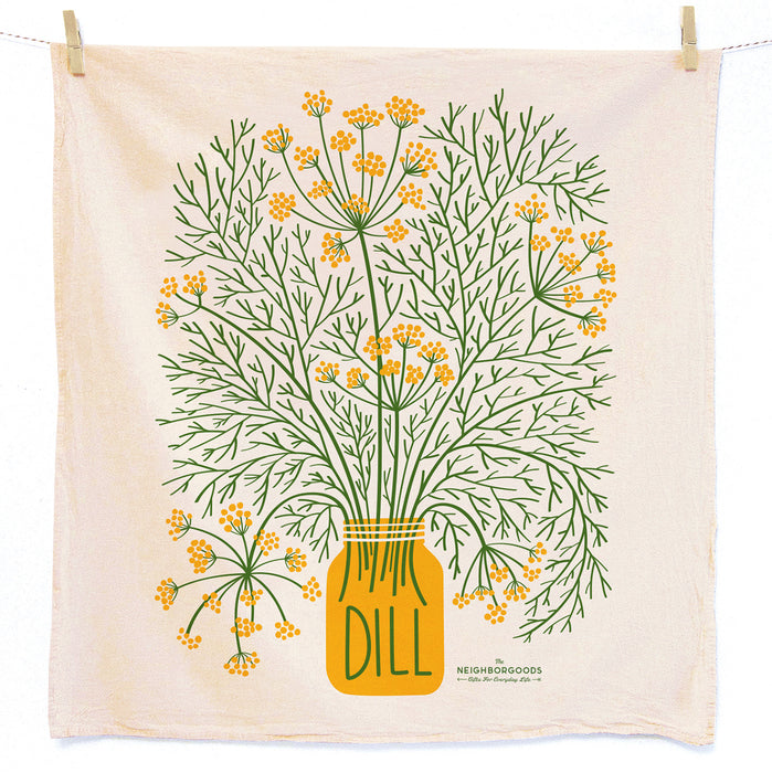 Cotton dish towel with dill design