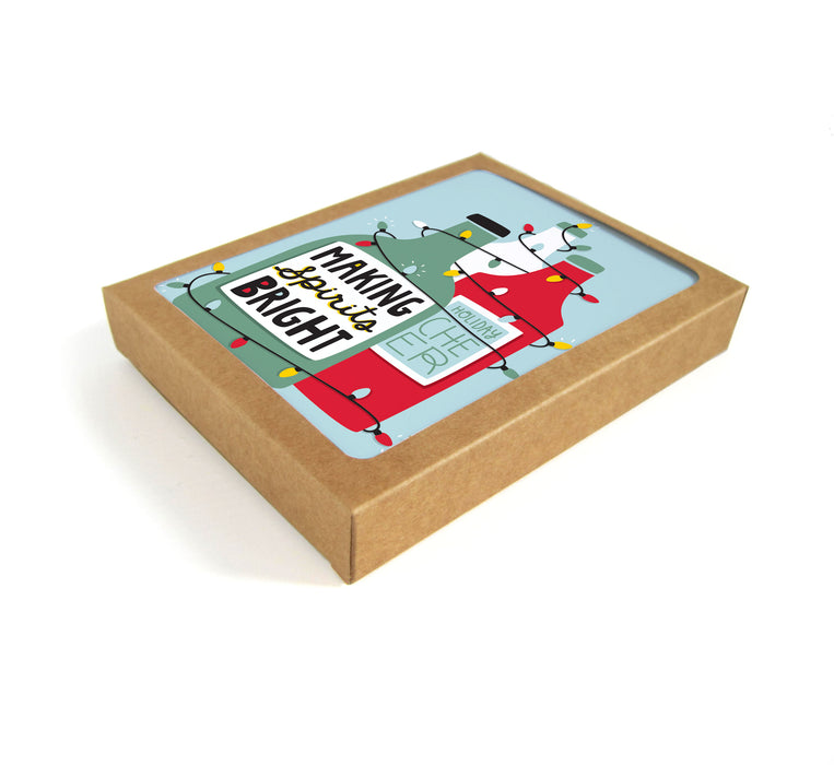 Packaged set of 8 Making Spirits Bright holiday cards