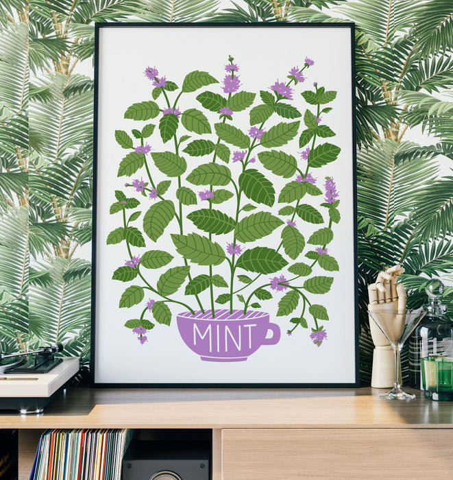 Mint print in large size alongside record player, records, and accoutrement	Mint print in large size  alongside record player, records, and accoutrement