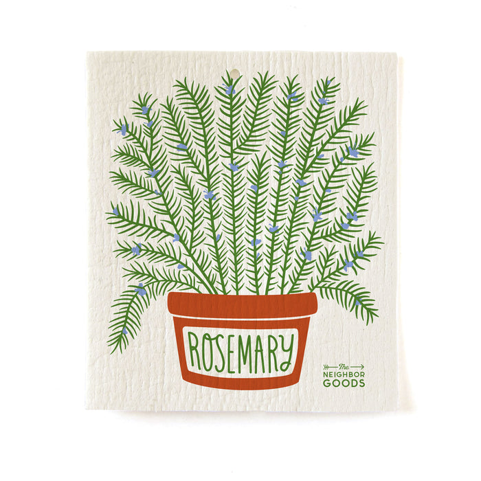 Reusable Swedish sponge cloth with rosemary design