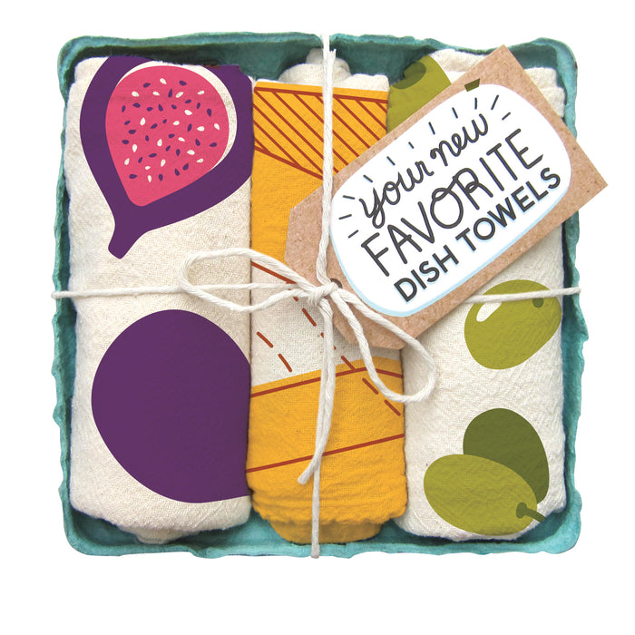 Cheese Board - Dish Towel Set of 3