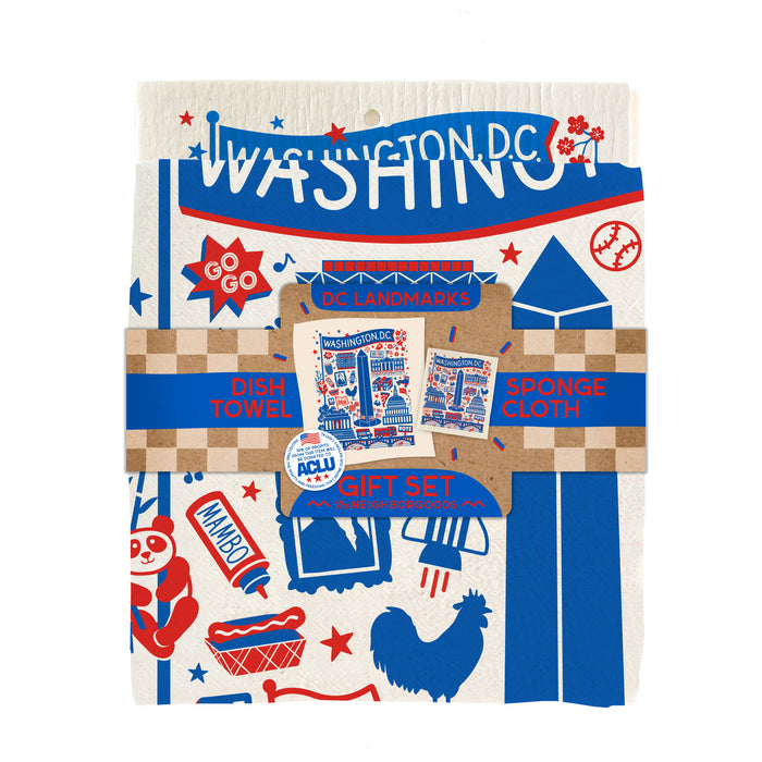 DC Landmarks  Flag Dish Towel + Sponge Cloth Gift Set