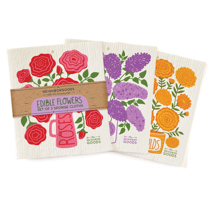 Edible Flowers - Sponge Cloth SET OF 3