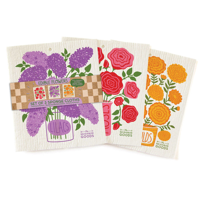 Edible Flowers - Sponge Cloth Set of 3