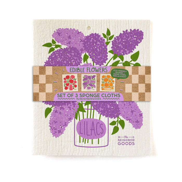 Edible Flowers - Sponge Cloth Set of 3