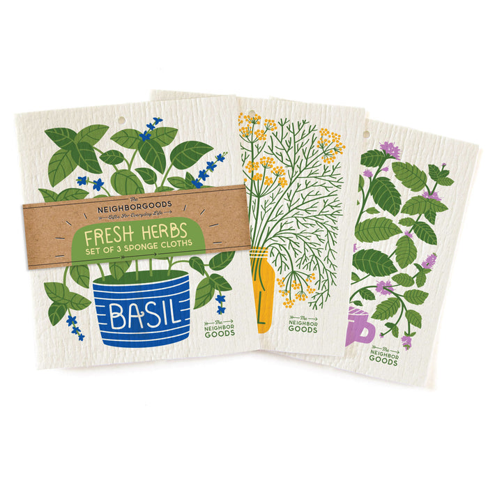 Fresh Herbs - Sponge Cloth SET OF 3