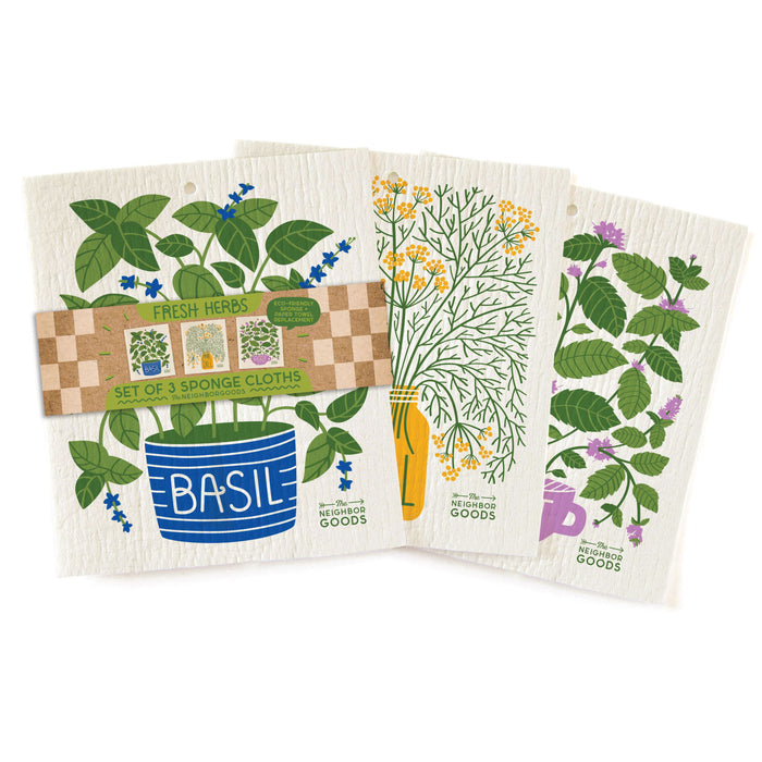 Fresh Herbs - Sponge Cloth Set of 3
