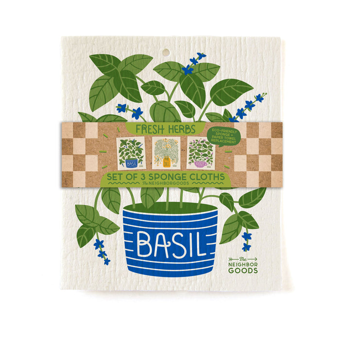 Fresh Herbs - Sponge Cloth Set of 3