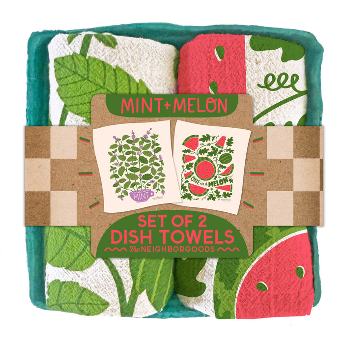 Mint + Melon - Dish Towel Set of 2