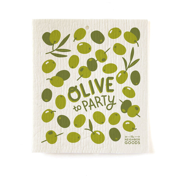 Olive Dish Towel + Sponge Cloth Gift Set