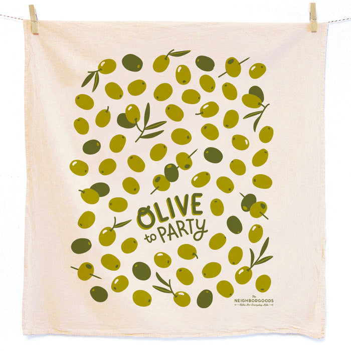 Olive Dish Towel + Sponge Cloth Gift Set