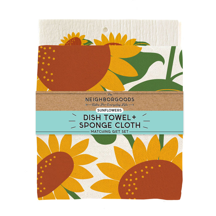 Sunflower Towel + Sponge Cloth Gift Set