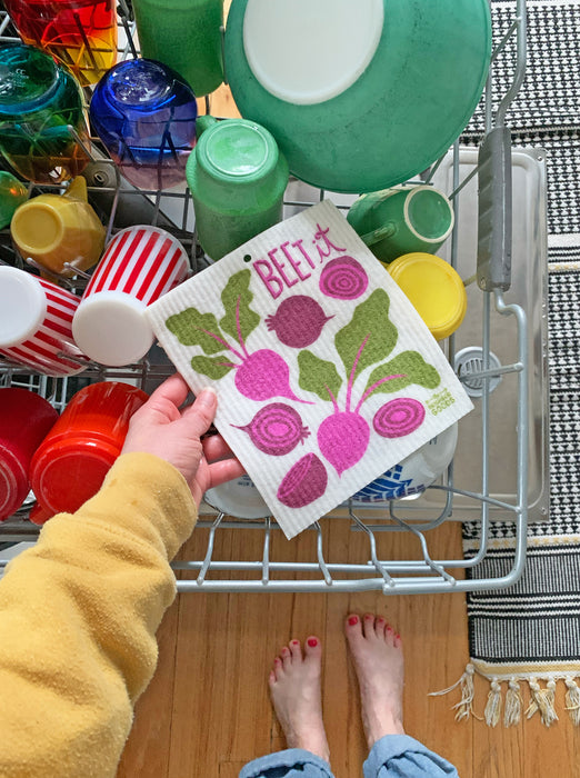 Beet Dish Towel + Sponge Cloth Gift Set
