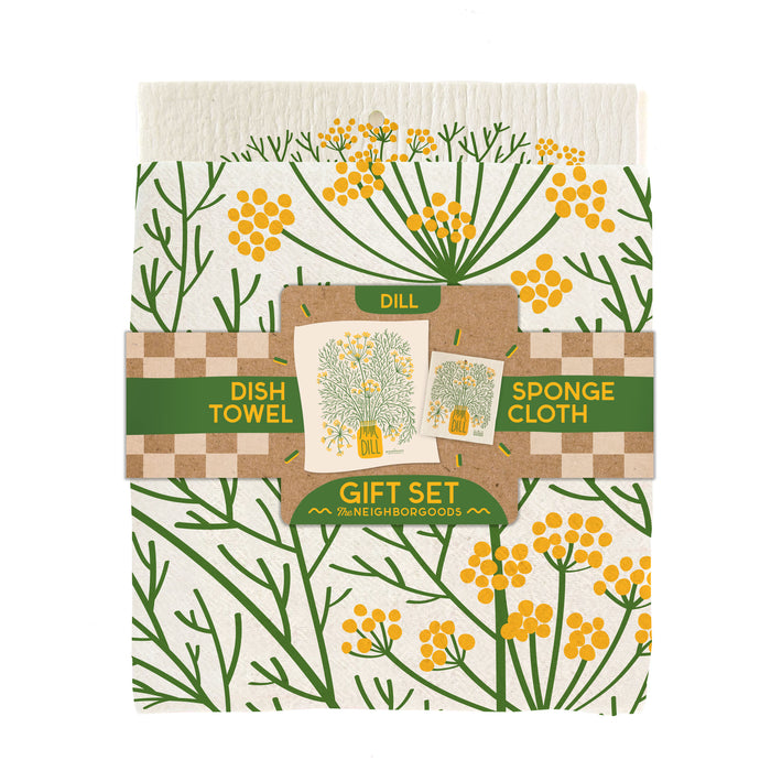 Dill Dish Towel + Sponge Cloth Gift Set
