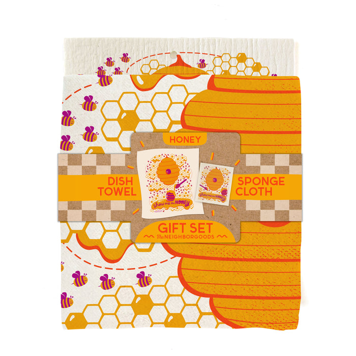 Honey Dish Towel + Sponge Cloth Gift Set
