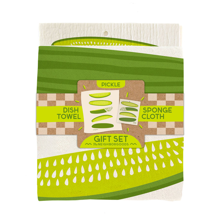 Pickle Dish Towel + Sponge Cloth Gift Set