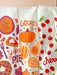Cherry, Gourd, and Pie screen-printed dish towels