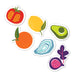 Set of 6 Neighborgood design stickers in a rainbow; including tomato, orange, lemon, avocado, oyster, and fig