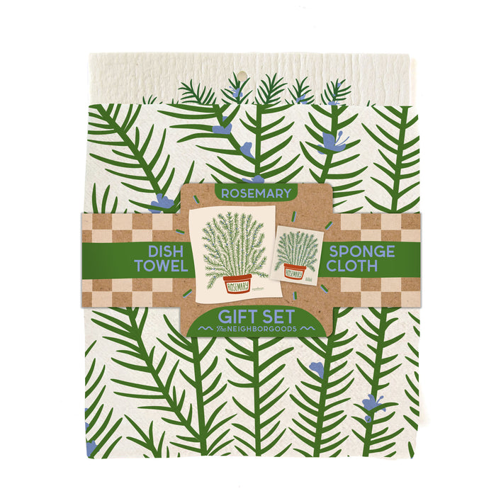 Rosemary Dish Towel + Sponge Cloth Gift Set