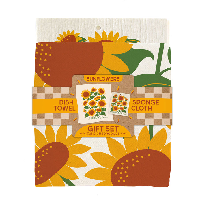 Sunflower Towel + Sponge Cloth Gift Set