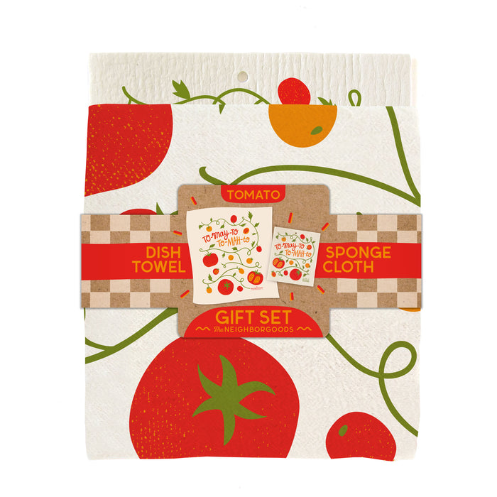 Tomato Dish Towel + Sponge Cloth Gift Set