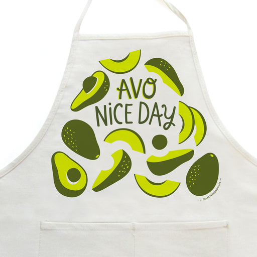 A unisex Avocado kitchen apron.