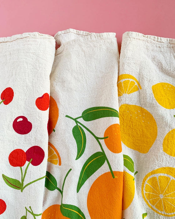 Organic Gift - Set of 3 Funny Fruit Organic Kitchen Tea Towels: Feel Good  Tomato, Perfect Pear, One in a Melon