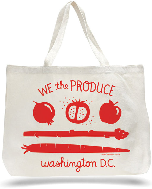 Large canvas tote bag with DC Flag design, featuring the phrase "We the Produce"