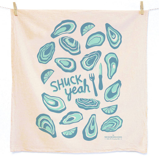 Screen-printed Shuck Yeah Oyster dish towel