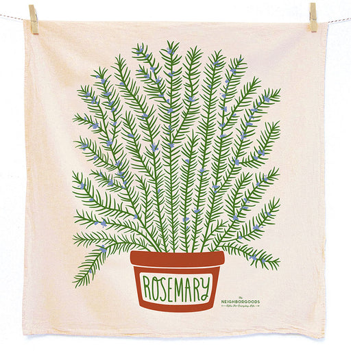 Rosemary screen-printed dish towel