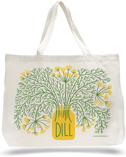 Large canvas tote bag with dill design