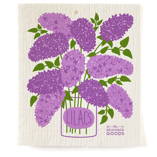 Reusable Swedish sponge cloth with lilac design