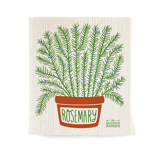 Reusable Swedish sponge cloth with rosemary design